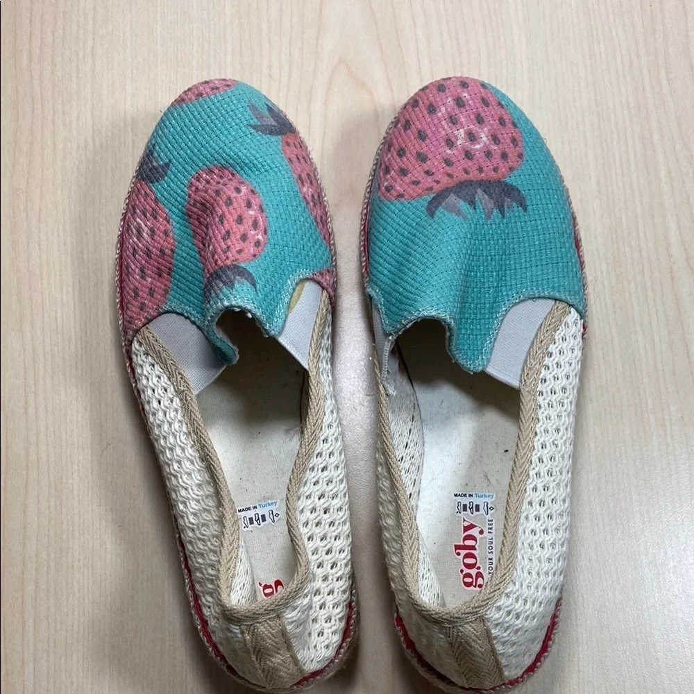 Goby Strawberry Print Espadrille Flats